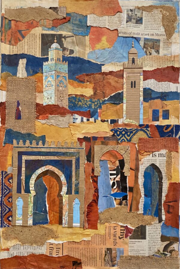 Moroccan Landscape Mixed Media Collage